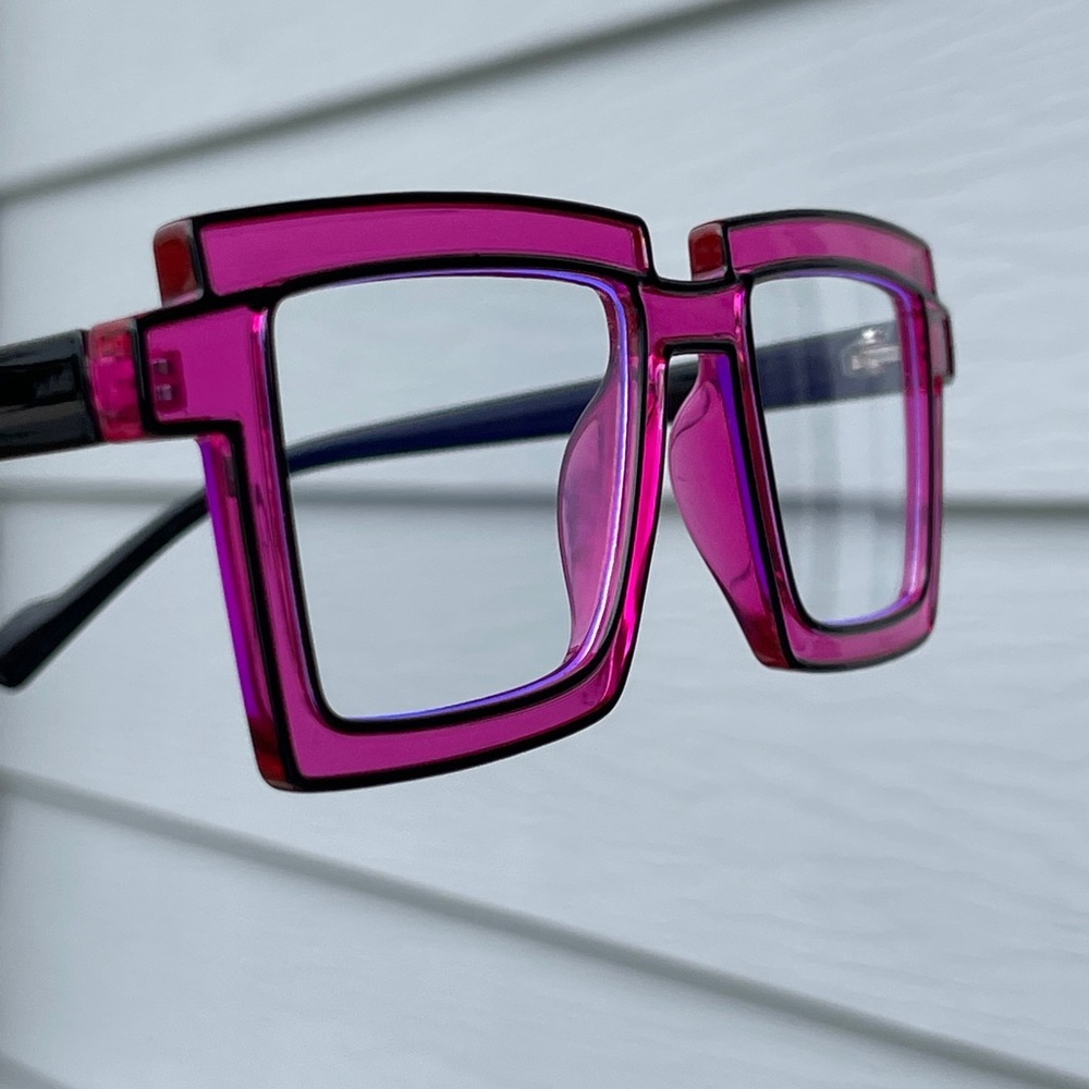 Manga Cartoon Anti-blue Light Color block Eyeglasses In Purple/Red - Picture 12 of 12